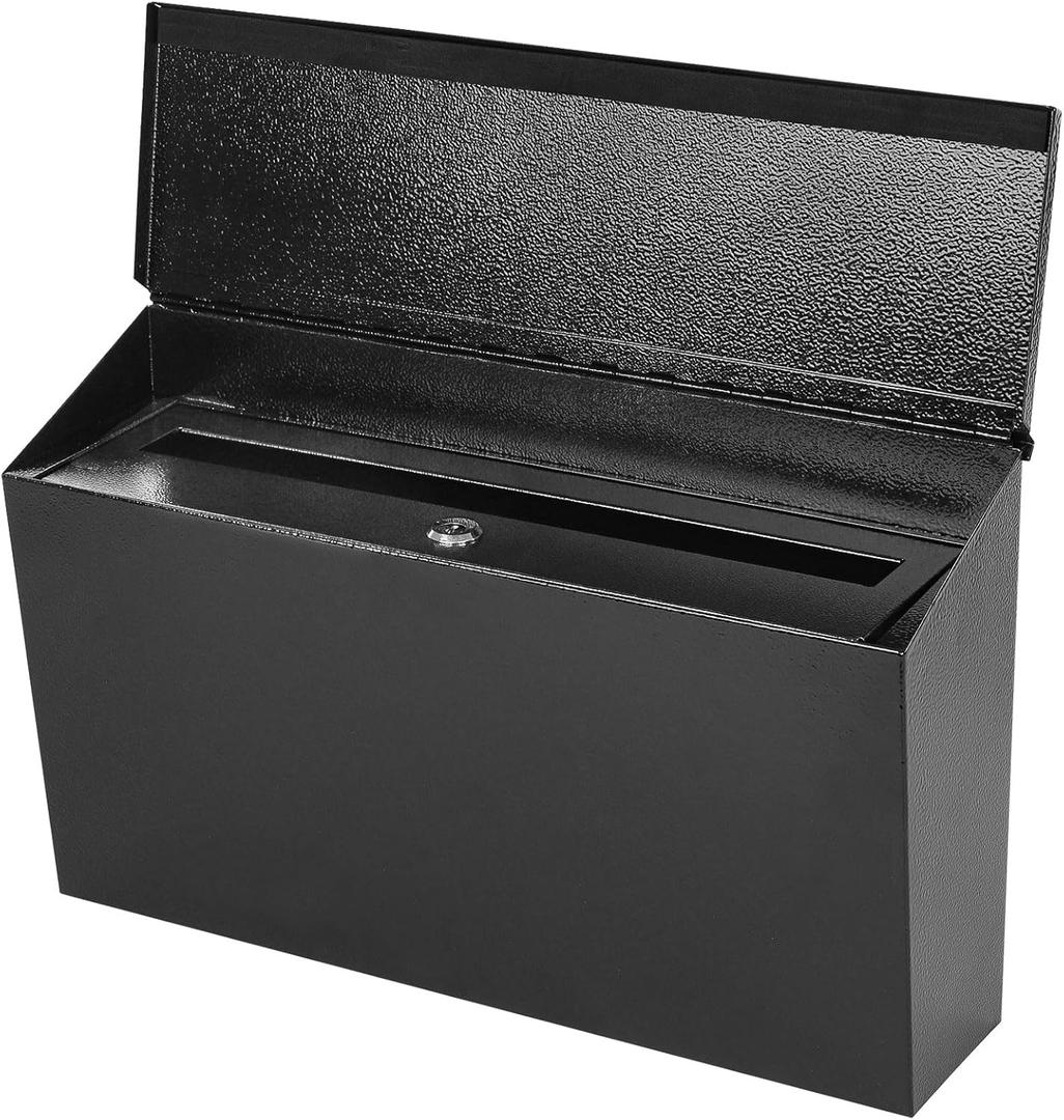KYODOLED Locking Wall Mount Mailboxes for Outside, Large Capacity Mail Box for House with Key Lock, Security Drop Box, Metal Post Box for Home, Office Decorative, 15.7 * 9.9 * 4.9in