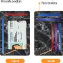small wallet women, RFID thin wallet for women, thin ladies credit card holder (Black marble)