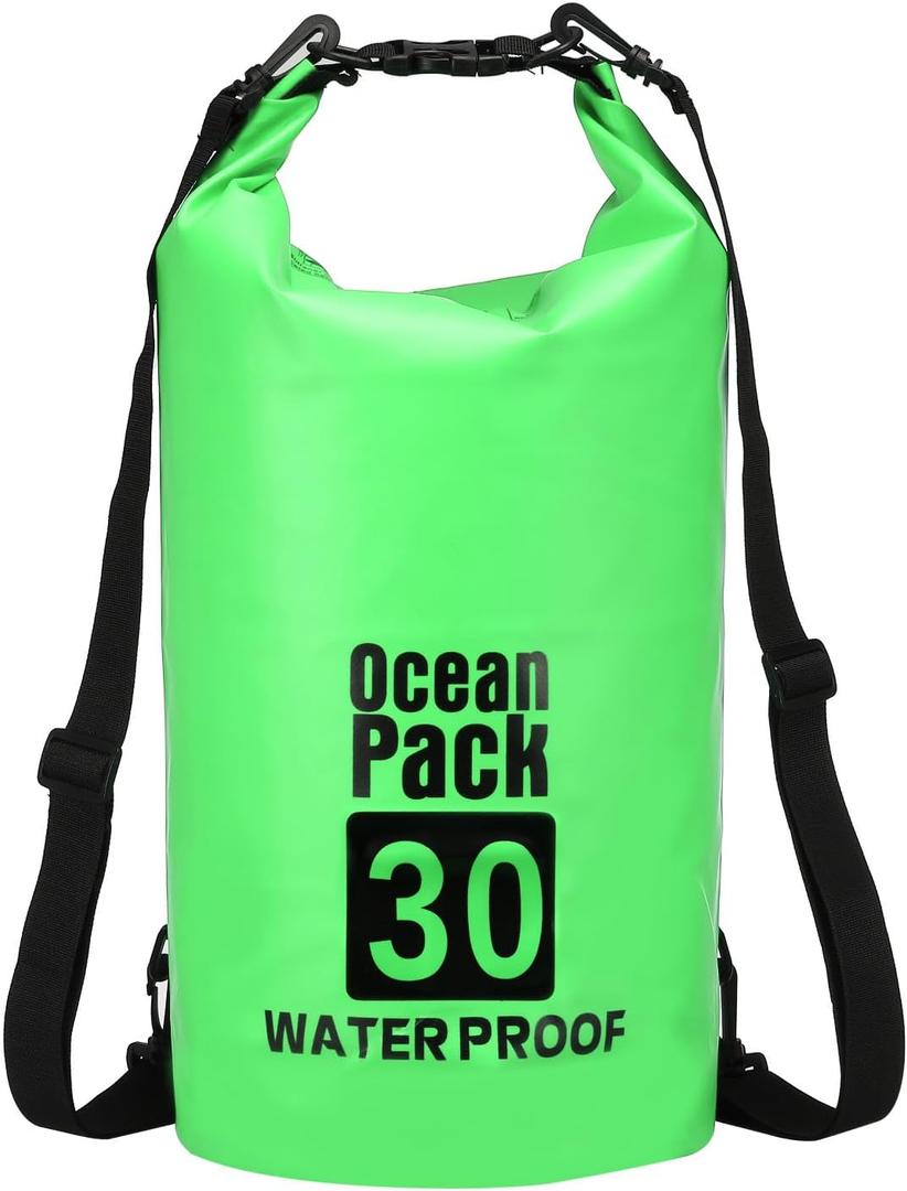 Waterproof Dry Bag, 30L Fit for Women Men Water Proof Bags Lightweight Dry Storage Floating Backpack with Whistle for Travel Backpacking Boating Kayaking Camping (Green)
