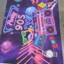 5x3ft 90's Party Backdrop for Photography Disco Theme Neon Dancing Prom Background for Music Club Birthday Party Decor Banner Photoshoot Studio Props (NWH22569)