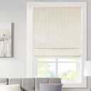Madison Park Galen Cordless Roman Shade, 33"W x 64"H, Sheen Ivory Room Darkening, Thermal Insulated, Energy Efficient Window Blind with Subtle Sheen Basketweave Fabric for Privacy