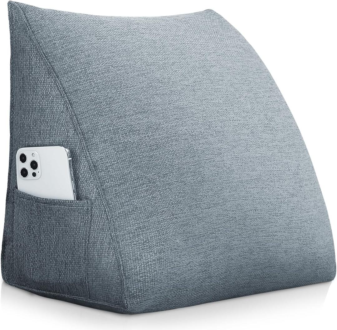 Wedge Pillow Headboard Reading Pillow Triangular Backrest Support Pillow for Sitting in Bed Positioning Support Pillow for Sofa Daybed Removable Cover, 23.6*8*20in