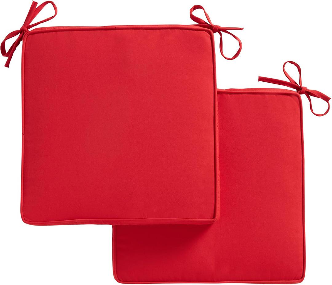 Sunbrella 17 in. Square Outdoor Corded Chair Pad, Canvas Jockey Red