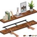 Ballucci Floating Shelves for Wall, 60" Wood Wall Shelf Set of 2, with Invisible Brackets for Bathroom, Living Room, Bedroom, Kitchen, Nursery, 8" Deep, Rustic Brown