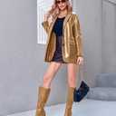 Juliet Holy Women's Knee High Boots Stacked Block Heel Pointed Toe Riding Boots (L)