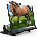 Screen Magnifier Version for Cell Phone, 2026 New 3D HD Mobile Phone Magnifier Projector with Adjustable Angle, Desktop Amplifier for Movies, Gaming & Seniors Reading (Black 10'')