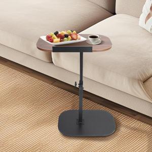C-Shaped End Table Adjustable Height, 360 Swivel Side Couch Tables, Raise Laptop Desk for Living Room, Bedroom, Bedside, Small Spaces- 19.69''L x 12.99''W (Walnut)