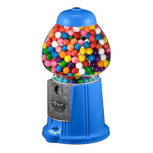 Vintage Gumball Machine - 11-Inch Retro-Style, Coin-Operated Cast Metal Vending Machine with Glass Globe and Free Spin by Great Northern Popcorn (Blue)