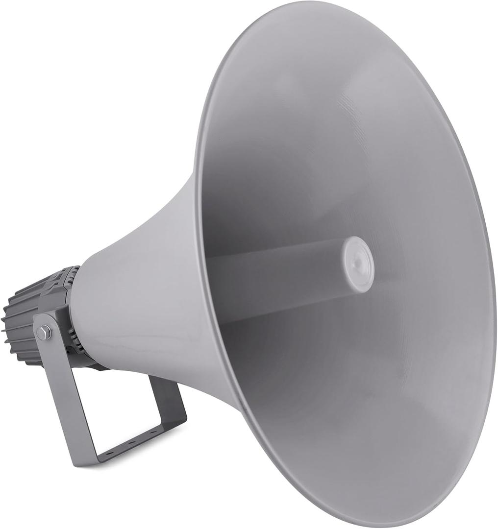 Pyle Indoor Outdoor PA Horn Speaker - 19.5" 100W Power Compact Loud Sound Megaphone w/ 400Hz-5KHz Frequency, 16 Ohm, 100V/70V Transformer, Mounting Bracket - 100V/70V Audio System - PyleHome PHSP20