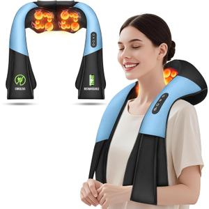 AERLANG Fathers Day Dad Gifts Neck Massger,Shiatsu Neck and Back Massager with Heating Neck and Shoulder Massager Deep Kneading Pillow for Massage Use Gifts for Women Men Dad Mom (Blue)