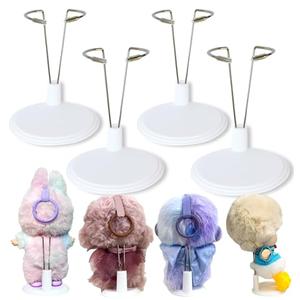 4-Pack Adjustable Doll Stand, Display & Support Accessories for Showcasing 4-8 Inch Action Figures, Plush Dolls, Stuff Toy and Collectibles, White Plastic Holder Stand for Home Office Shelf Decoration