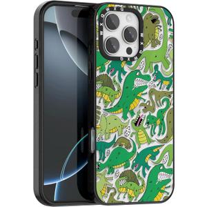 for iPhone 16 Pro Max Case TPU+PC Premium Painted Anti-Drop Phone Case Superior Shock Absorption Military-Grade Drop Protection Cute Cartoon Dinosaur Phone Case