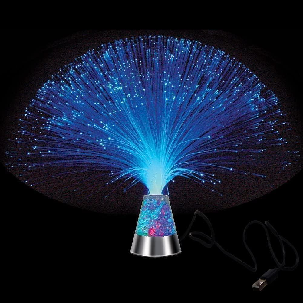 13 inch USB Corded Ice Fiber Optic Mood Novelty Lamps Lighting Glacier Lite with Color-Changing Crystals Base (USB)
