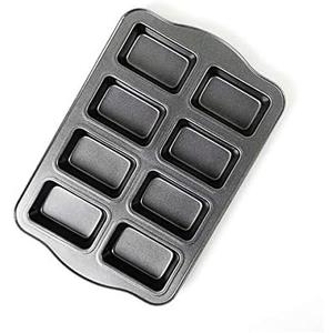 Kilimazart Mini Loaf Pan 8-Cavity Carbon Steel Bakeware Non-Stick Bread Baking Tray One-Piece Design