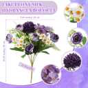 Tigeen 12 Bundles Peonies Artificial Flowers Faux Roses Silk Flowers Hydrangea Artificial Bouquet for Wedding Table Centerpiece Floral Vase Home Office Bridal Decor (Dark Purple)