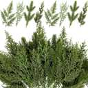 40 Pcs Artificial Pine Branches Assorted Faux Pine Stems Cedar Leaves Needle Sprigs Plastic Fake Christmas Greenery Pine Picks for Xmas Tree Wreaths Garlands DIY Accessories Home Decor (40, Green)