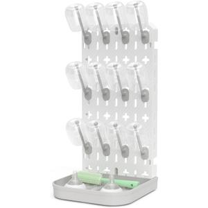 Baby Bottle Drying Rack Baby Bottle Holder Space Saving Bottle Dryer Rack Station Countertop Storage Organizer 12 Travel Bottle Drying Rack Vertical Breast Pump Part Plastic Bag Cup Dryer Tower Grey (Gray)