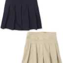 The Children's Place Girls' Uniform Pleated Skort (5, Sandy/Tidal 2-pack)