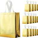 METAPRINT 15 Pcs Iridescent Glossy Gift Bags Medium Size, 8x4x10 Inch Holographic Reusable Gift Bags with Handles & Sturdy Base, Ideal for Birthday, Wedding