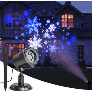 EAMBRITE Christmas Projector Lights LED White Blue Rotating Snowflake Projector Light for Birthday Wedding Theme Party Garden Home Winter Outdoor Indoor Decor