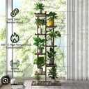 Solatmos Bamboo Plant Stand With Grow Lights Indoor Plants Outdoor Corner Plant Shelf Flower Stands for Living Room Patio Garden Corner Balcony (Light Brown, 8 Tier)