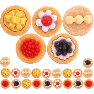 20Pcs Artificial Egg Tart Models 0.82In Mini Fake Egg Tart Food Props for Photography Dollhouse Kitchen Display and DIY Decoration