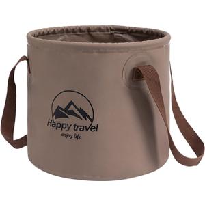 Collapsible Bucket,2.5 Gallon(10L) Portable Foldable Bucket,Large Folding Bucket, Folding Bucket Water Storage Container, Foldable Bucket with Handle for Fishing, Hiking,Camping (A Coffee)