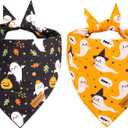 Halloween Dog Bandanas - 2 Pack Fall Dog Bibs | Reversible Pumpkin and Ghost Pet Scarf for Boys and Girls | Premium Durable Fabric | Boo Dog Bandana for Large and Extra Large Dogs (X-Large)