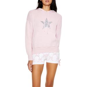 Forever 21 womens Hooded Glitter Star Sweater (X-Small, Pink)