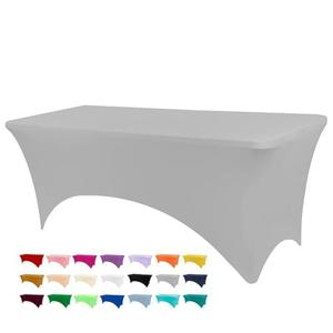 BDDC Table Covers for 8 Foot Tables, Sliver Gray Washable and Wrinkle Resistant Stretch Tablecloths Rectangle 8ft for Events, Wedding, Banquets, Parties, 2 Pieces