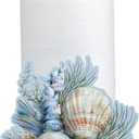 Shimeyao Beach Seashell Metal Paper Towel Holder Ocean Seashell Coral Starfish Kitchen Decor Accessories Large Metal Towel Holder Stand Coastal Decor for Kitchen Bathroom Home