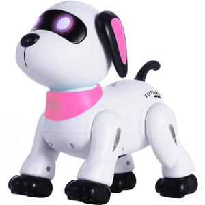 yiman Remote Control Robot Dog Toy  Programmable Smart Robot Dog for Kids 3+, Interactive Dancing & Sound, RC Stunt Toys with LED Eyes, Electronic Pet Toy for Boys & Girls Gifts (Pink)