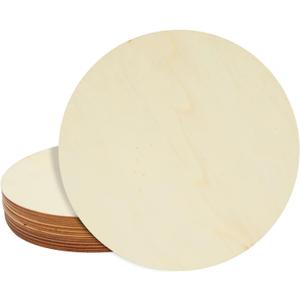 10 Pack 8 Inch Unfinished Wood Circles for Crafts, Blank Cutout Slices for Wood Burning, Engraving, Round Wooden Discs for DIY Coasters, Art Projects, 1/10 Inch Thick