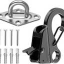 Boat Anchor Hook+Marine Hook Loop,Stainless Steel Anchor Hook,Boat Anchor Hook Sliding Hook,Knotless Anchor,Boat Anchor Hook Clip for Speedboats,3/8"-5/8" Rope (Black)