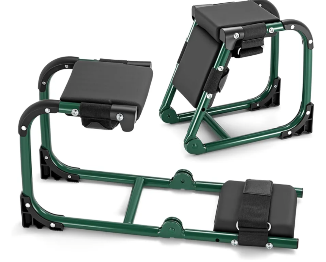 Ergonomic Knee Seat, Foldable 2-in-1 Garden Kneeler and Seat, with Adjustable Kneeling Pad and Soft Seat Cushion, Supports Up to 350 LBS