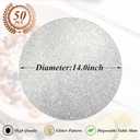 50 Pieces Silver Glitter Paper Place Mats Sparkle 14'' Round Disposable Table Mats Silver Sequin Doilies Decorative Placemats for Wedding Banquet Party Home Dining Tableware