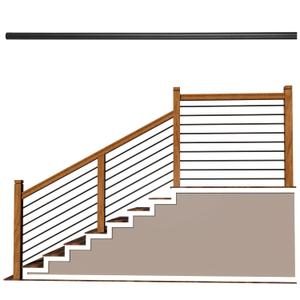 5 Feet x 5/8-inch Round Horizontal Bar Baluster for Stair Remodel - Wrought Stair Iron Baluster for Staircase, 10 Pack Matte Black