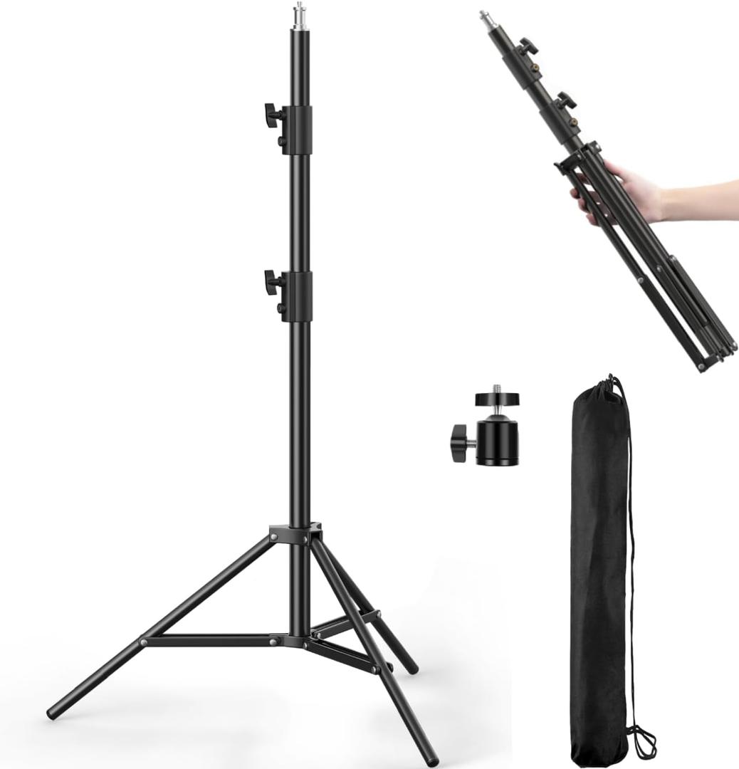 Photography Light Stand, 110"/9.2ft/280cm Portable Reverse Folding Tripod with Travel Bag Aluminum Heavy Duty for Camera,Video,Softboxes,Umbrell,Wedding Outdoor Video Shooting