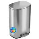 iTouchless SoftStep 13.2 Gallon Step Trash Can with Odor Filter & Removable Inner Bucket, 50 Liter Garbage Bin for Kitchen or Office, Silver 13 Gal Stainless Steel