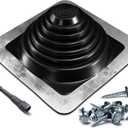 VIVIDA #3 EPDM Metal Roof Pipe Boot, Flexible Roof Jack Flashing Boot for Pipe OD 1/4" to 5", Screws & Hex Socket Included, Square Base, Black, 1 Pack