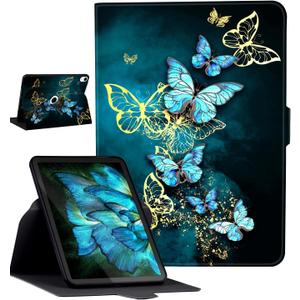 KUAELEN Rotating Slim Cover for iPad (A16) 11th Generation 11 Inch (2025), iPad 10th Gen 2022 10.9 Inch iPad 10 Case, for Apple iPad 10th Generation Case with Auto Sleep/Wake, Blue Butterflies