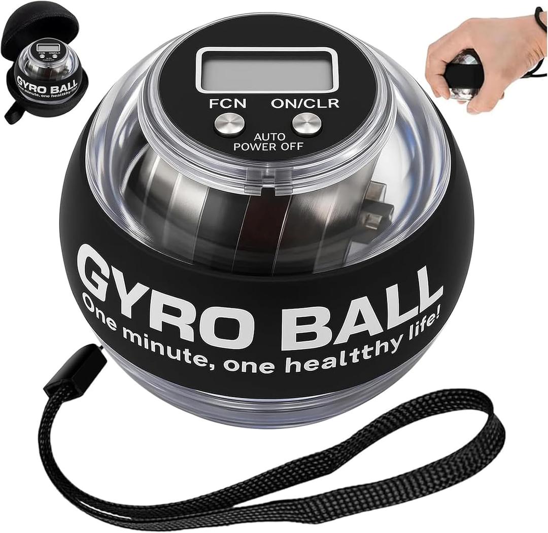 Torque Ball with Counter - Self-Starting Wrist Power Gyro Ball, Grip Strength Trainer, Wrist Trainer Balls, Finger Exerciser with Auto-Start LED Lights