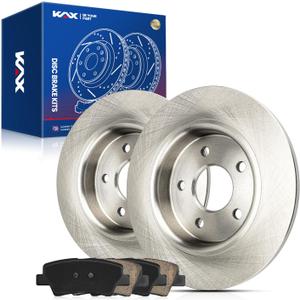 KAX Rear Brake Kit, Carbon Fiber Ceramic Brake Pads and Rotors | Fits Ford Focus 2012-2018 2.0L, 2013-2018 2.0TL, 2018 1.0TL(4-Wheel Disc Brakes ONLY), Automotive Replacement Brake Kit
