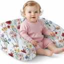 Little Grape Land Nursing Pillow,Upgraded Breast Feeding Pillow for Mom,Breastfeeding & Bottle Feeding for 016 Months, Soft Machine Washable Cover with Firm Filling,Spring Flower