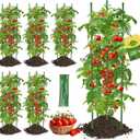 Tomato Cages,6 Pack MQJIAZHI 51.2inch Adjustable - Rust-Proof Tool-Free Trellis for Raised Garden Bed & Climbing Plants