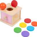 Adena Montessori Infant Toddlers Coin Box Montessori Toys for 6-12 Months Babies 1 Year 2 Year Old (2 in 1,Coin&Ball, Pink Door)