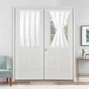 Hiasan French Door Curtains Privacy, Rod Pocket Semi Sheer Front Curtain for Door Window, 1 Panel (White, W 24 inch x L 40 inch)