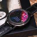 MINILUJIA LED Touch Screen Watch Unique Cool Watch Meteor Shower/Wish Tree Brain/Universe Milky Way/Simple Black Dial Watch with Soft Leather Strap Black Band
