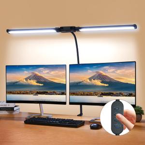 VEVOR LED Desk Lamp with Clamp, Double Head Architect Desk Lamp for Home Office, Eye-Caring Desk Light with 360 Adjustable Gooseneck, 50 Lighting Modes & Timer Function for Studying Working Drawing