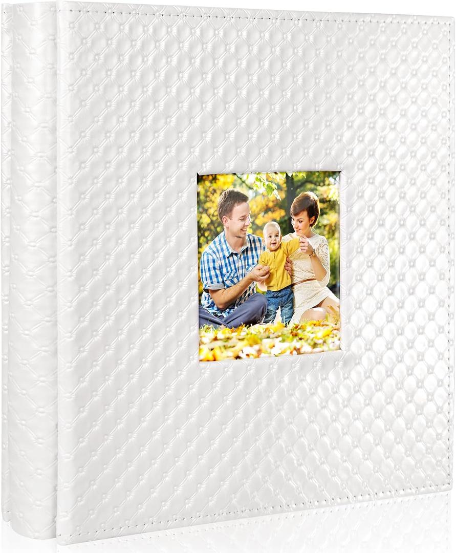Colemoly Photo Album 4x6 500 Photos Button Grain Leather Cover Ample Capacity Albums Holds 500 Horizontal and Vertical Pictures Baby Gift(White, 500 Pockets)